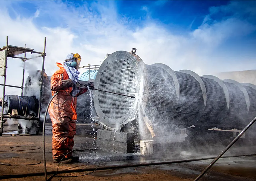 The Problem: Using hydroblasting to clean heat exchangers